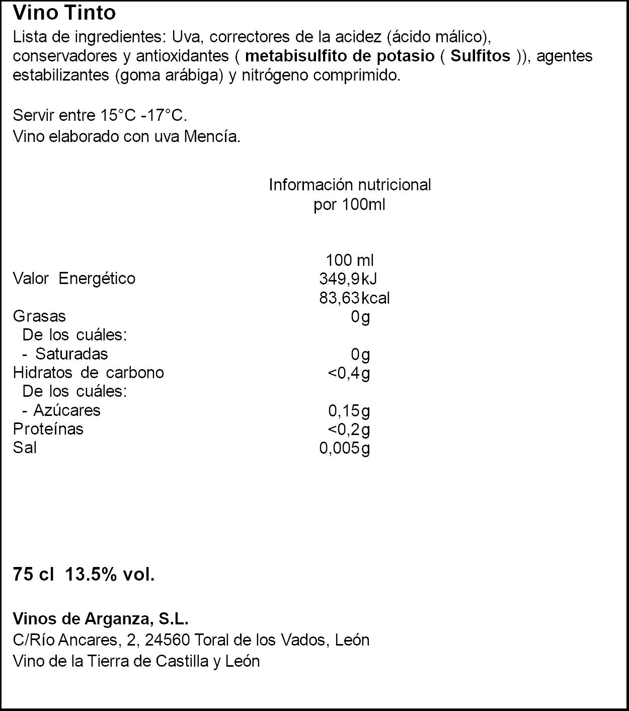 Vino tinto mencia igp cast y leon Flavium 75cl