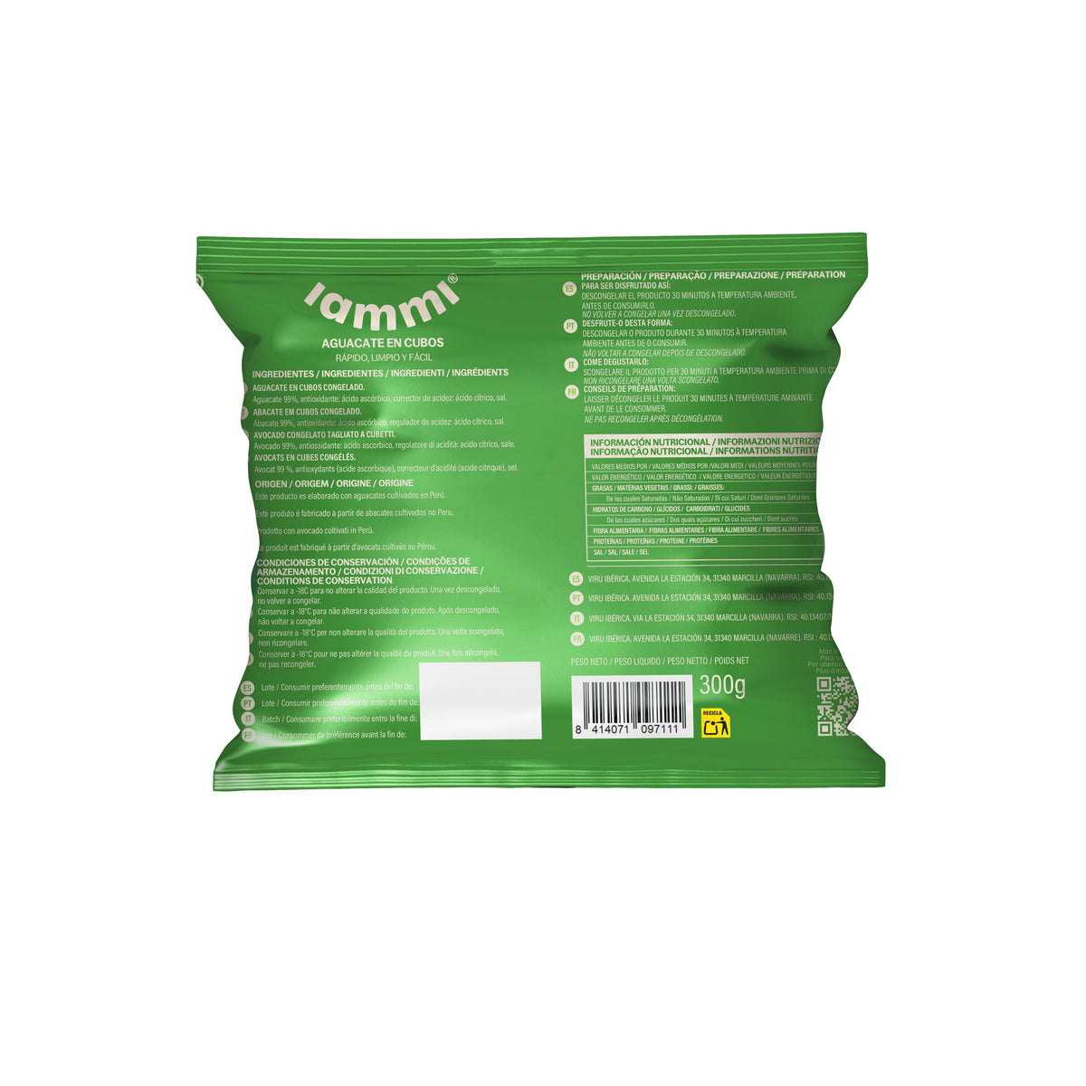 Aguacate dados Iammi 300g