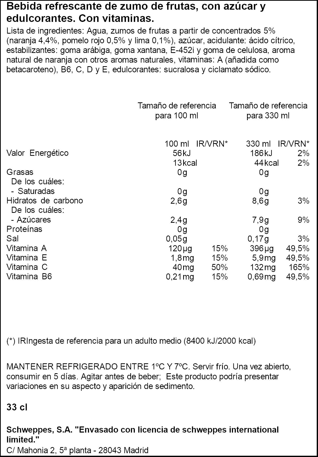 Bebida vitaminada refrigerado florida Sunny delight 330ml
