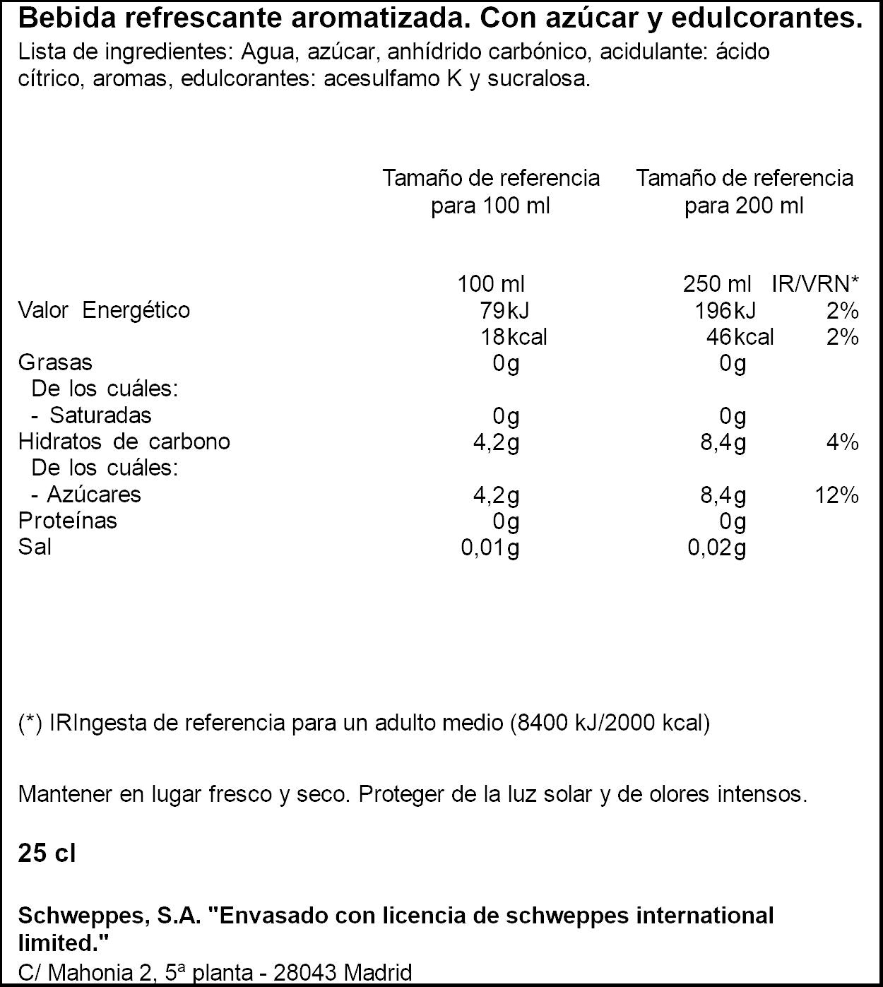 Tónica wild berry lata Schweppes 250ml