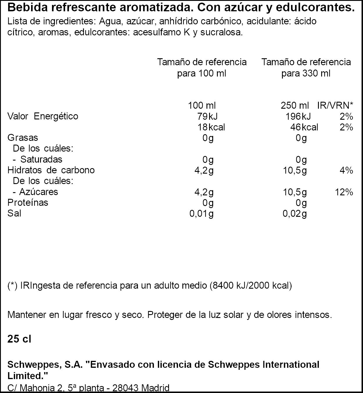 Tónica wild berry lata Schweppes 250ml