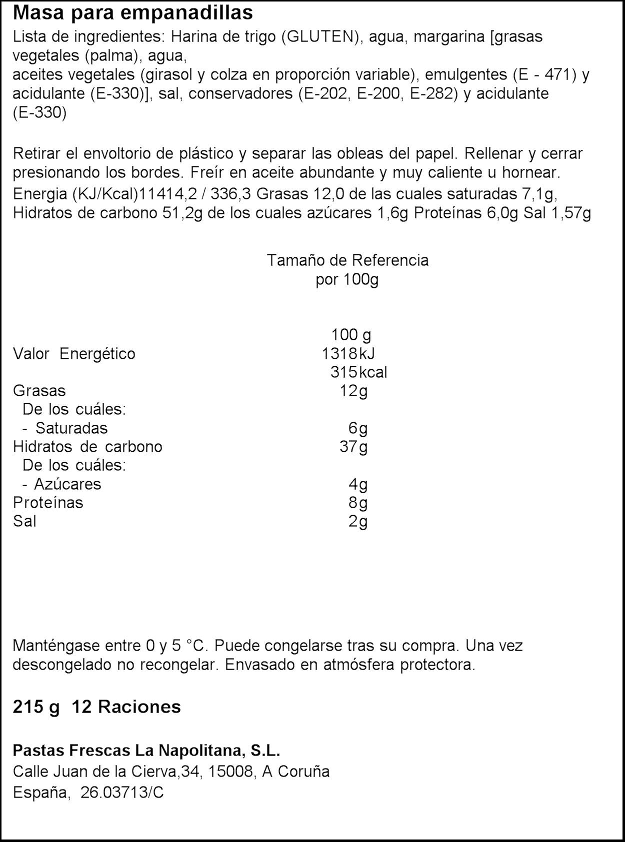 Masa empanadilla oblea La Napolitana 215g