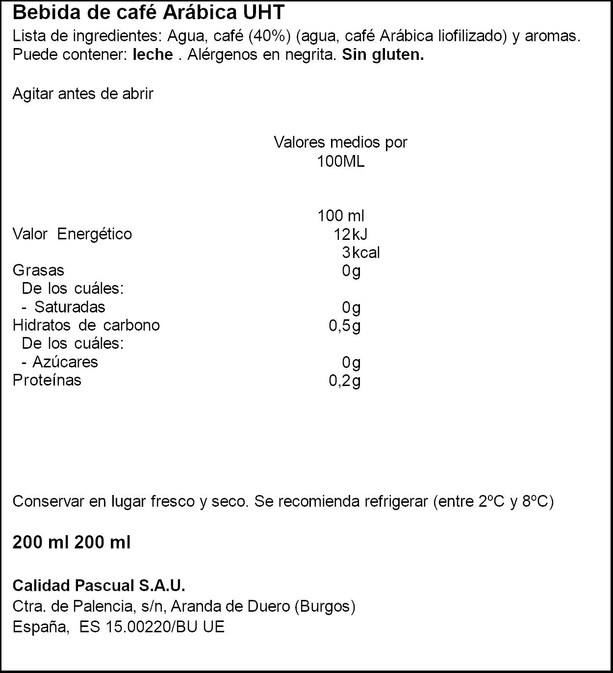 Café preparado americano vaso Mocay 200ml