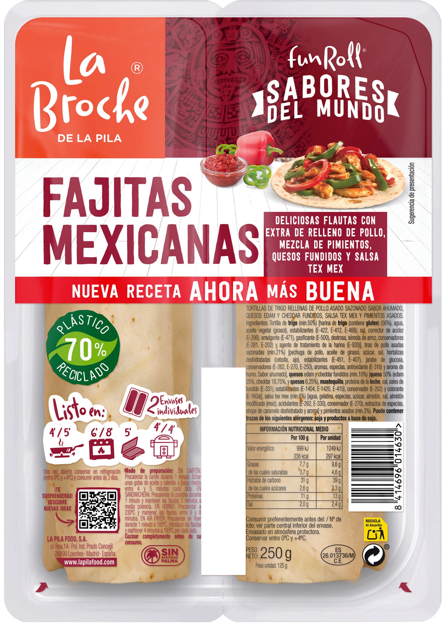 Flauta fajitas mexicanas la Broche 250g