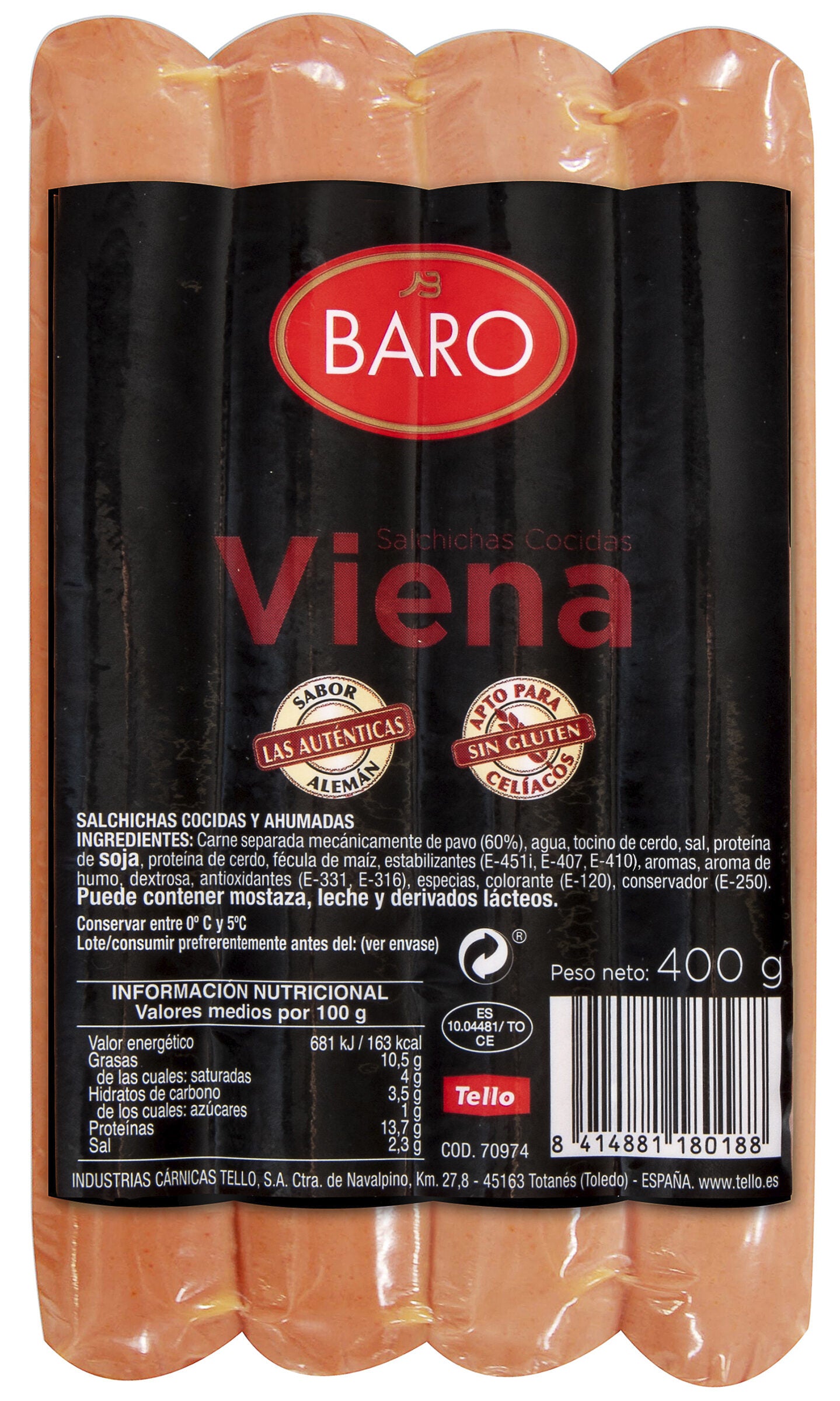 Salchicha viena Baro 400g