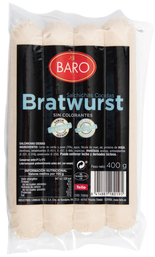 Salchicha bratwurts Baro 400g La Despensa