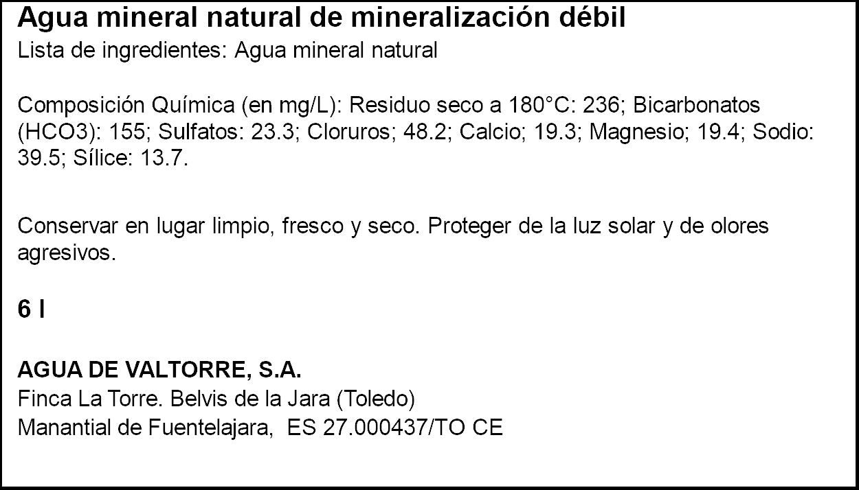 Agua mineral Fuentelajara 6l
