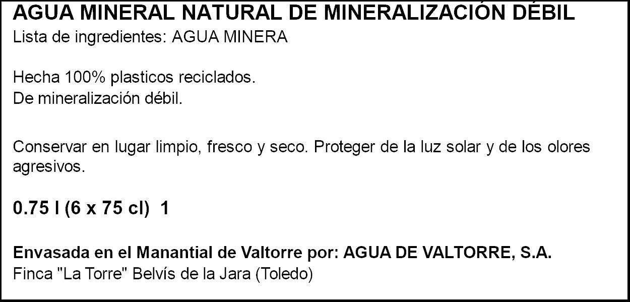 Agua mineral trekking Valtorre 750ml