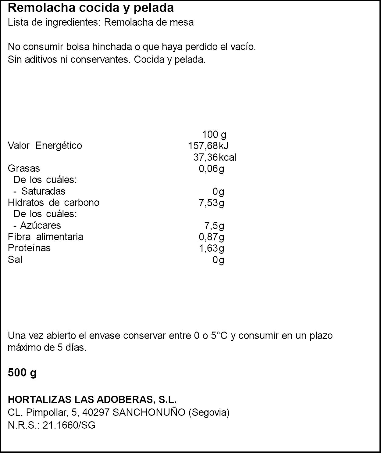 Remolacha cocida El campo 450g