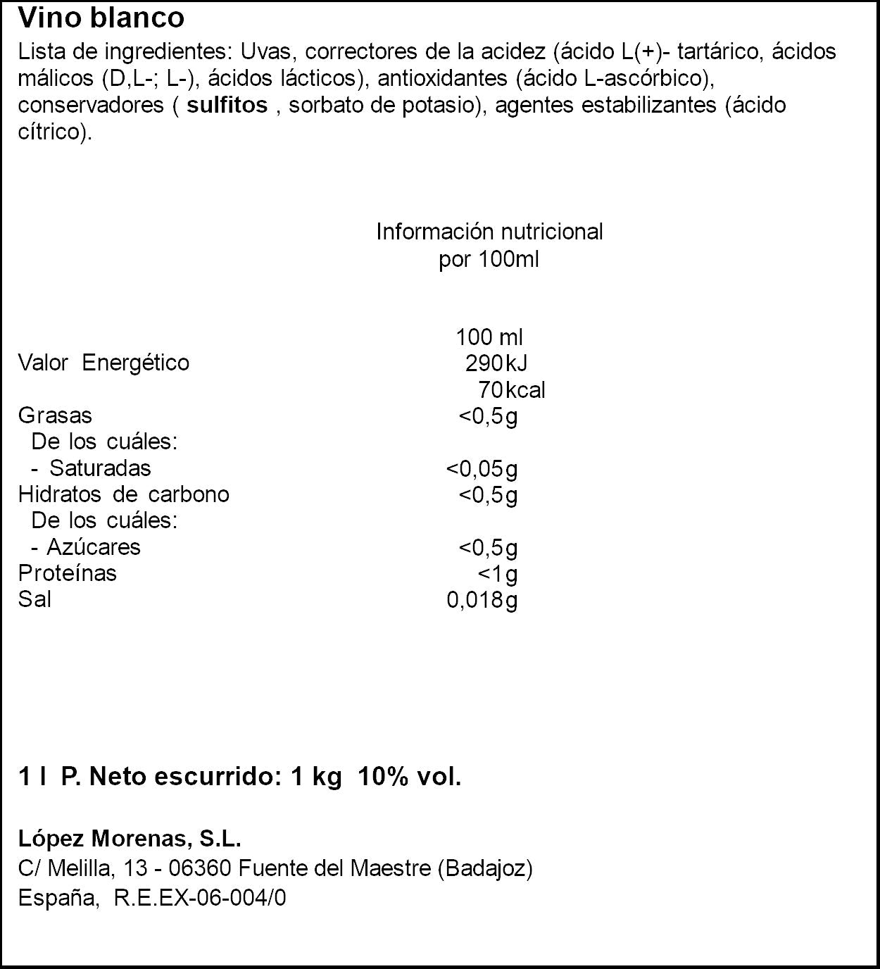 Vino blanco mesa brik Gran duque 1l