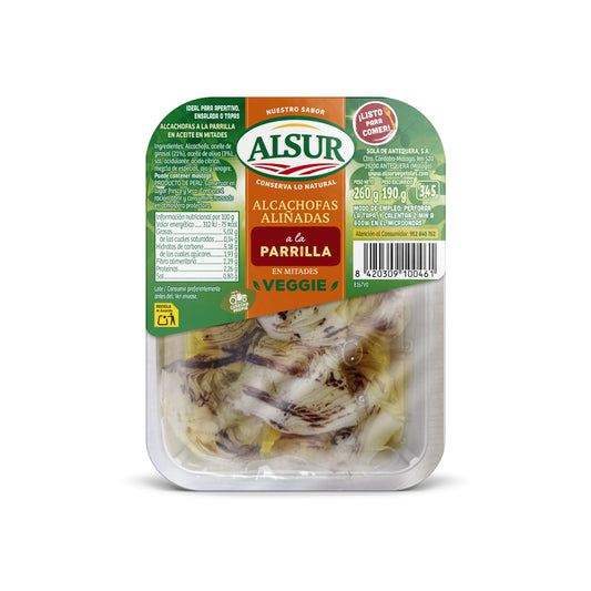 Alcachofas mitades parrilla bandeja Alsur 190g escurr La Despensa