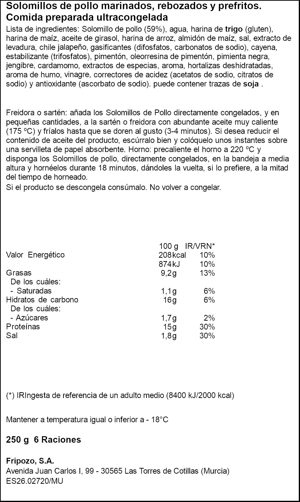 Solomillo pollo kentucky Fripozo 250g