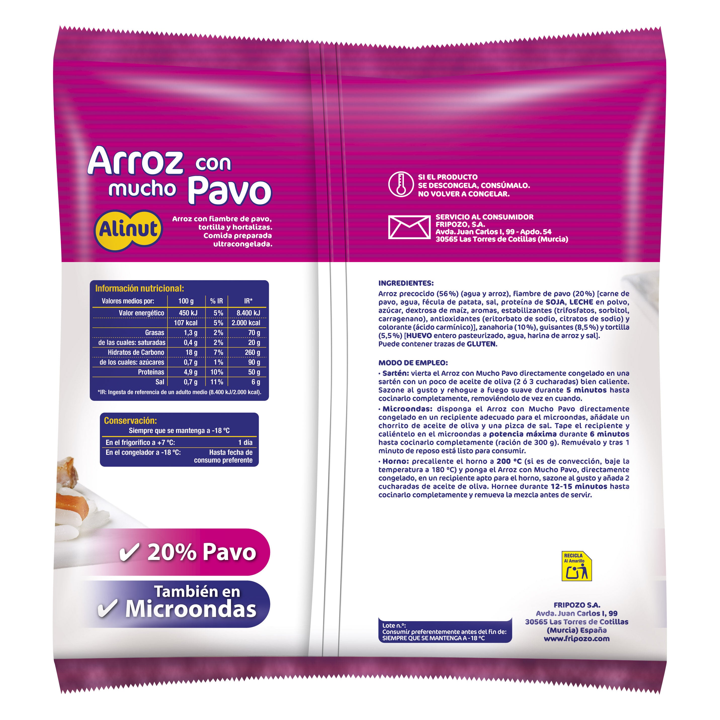Arroz con pavo Alinut 240g