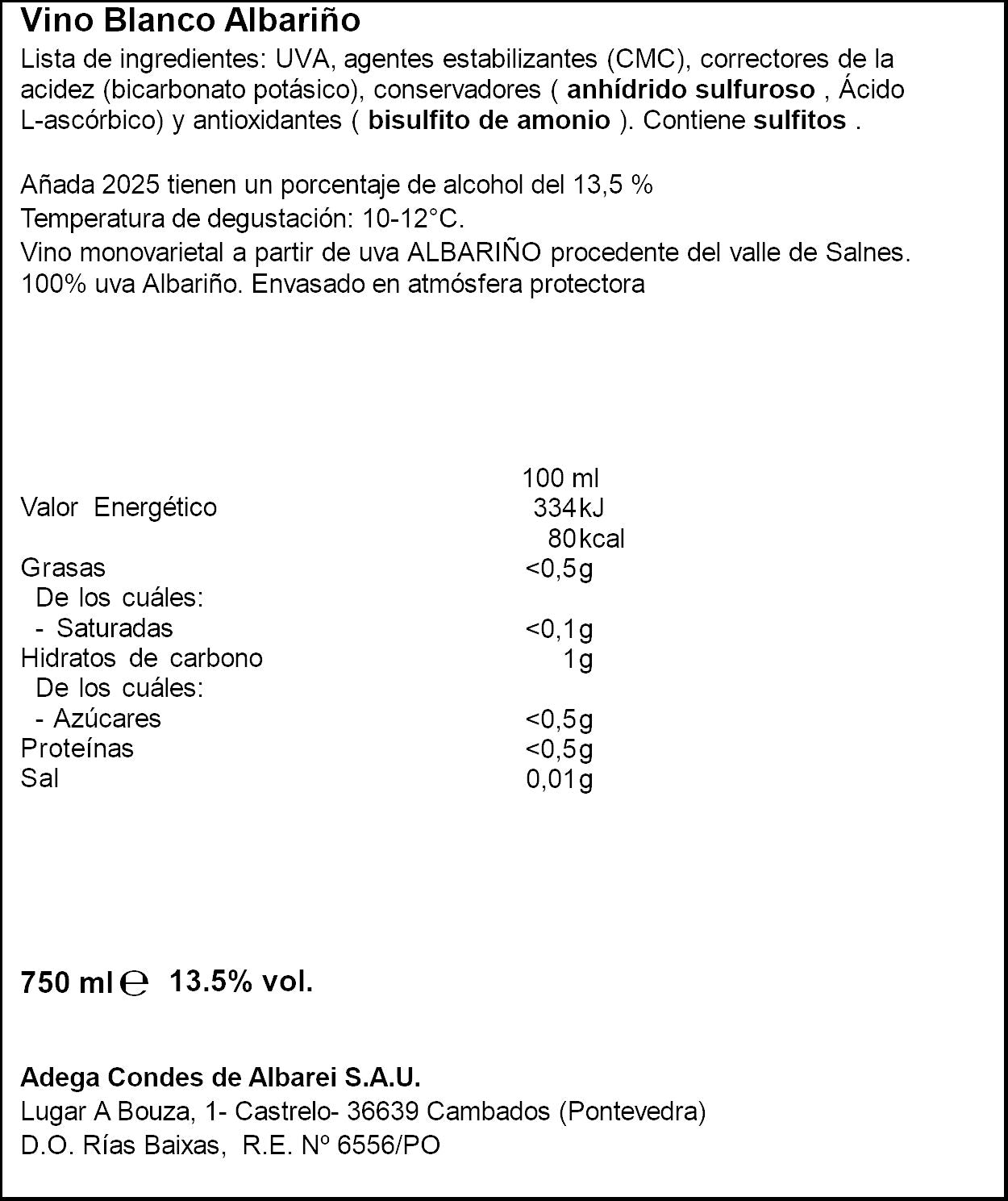 Vino blanco albariño d.o rias baixas Pazo de serantellos 75cl