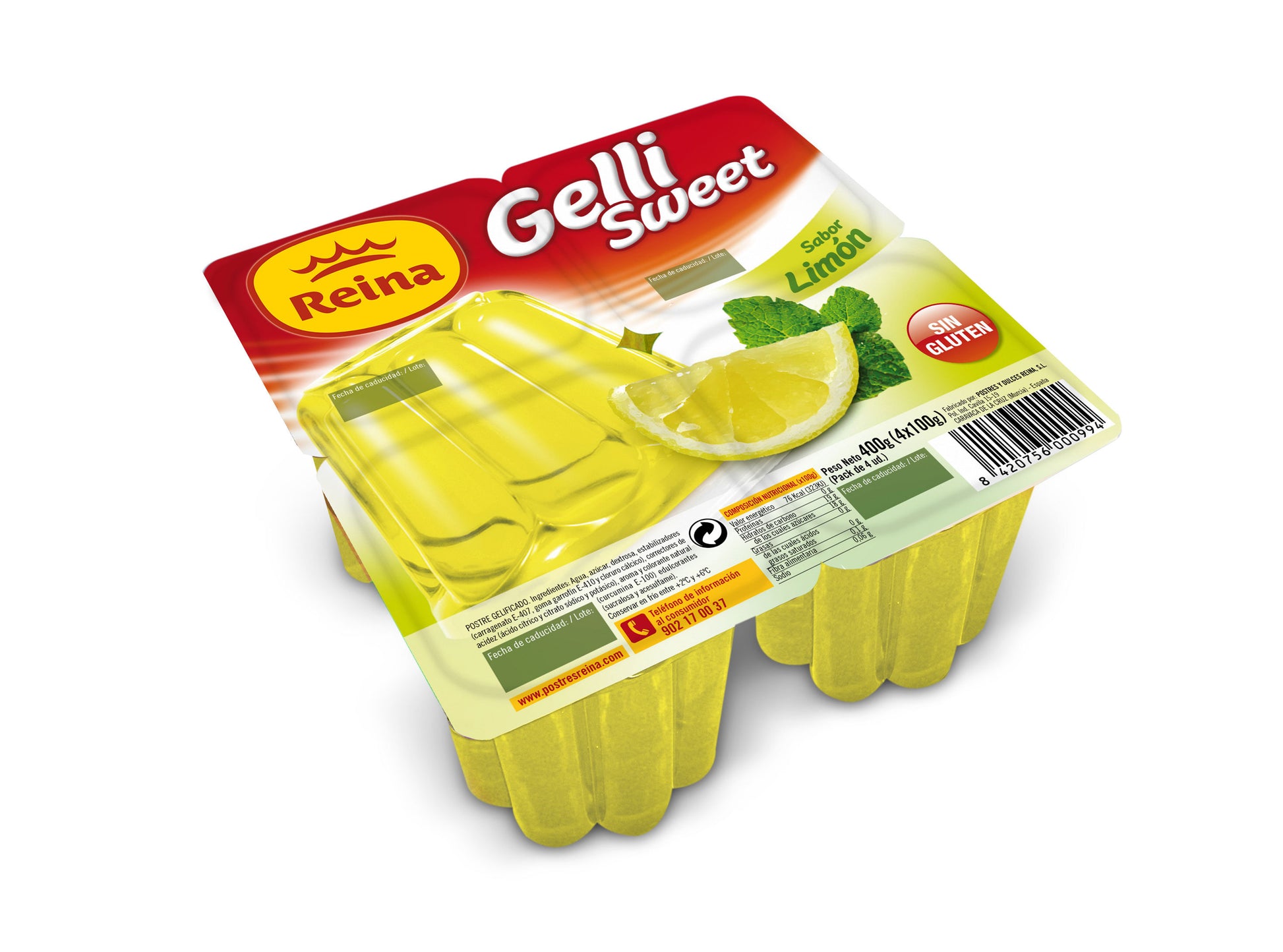 Gelatina limón  Reina p4 100g/u