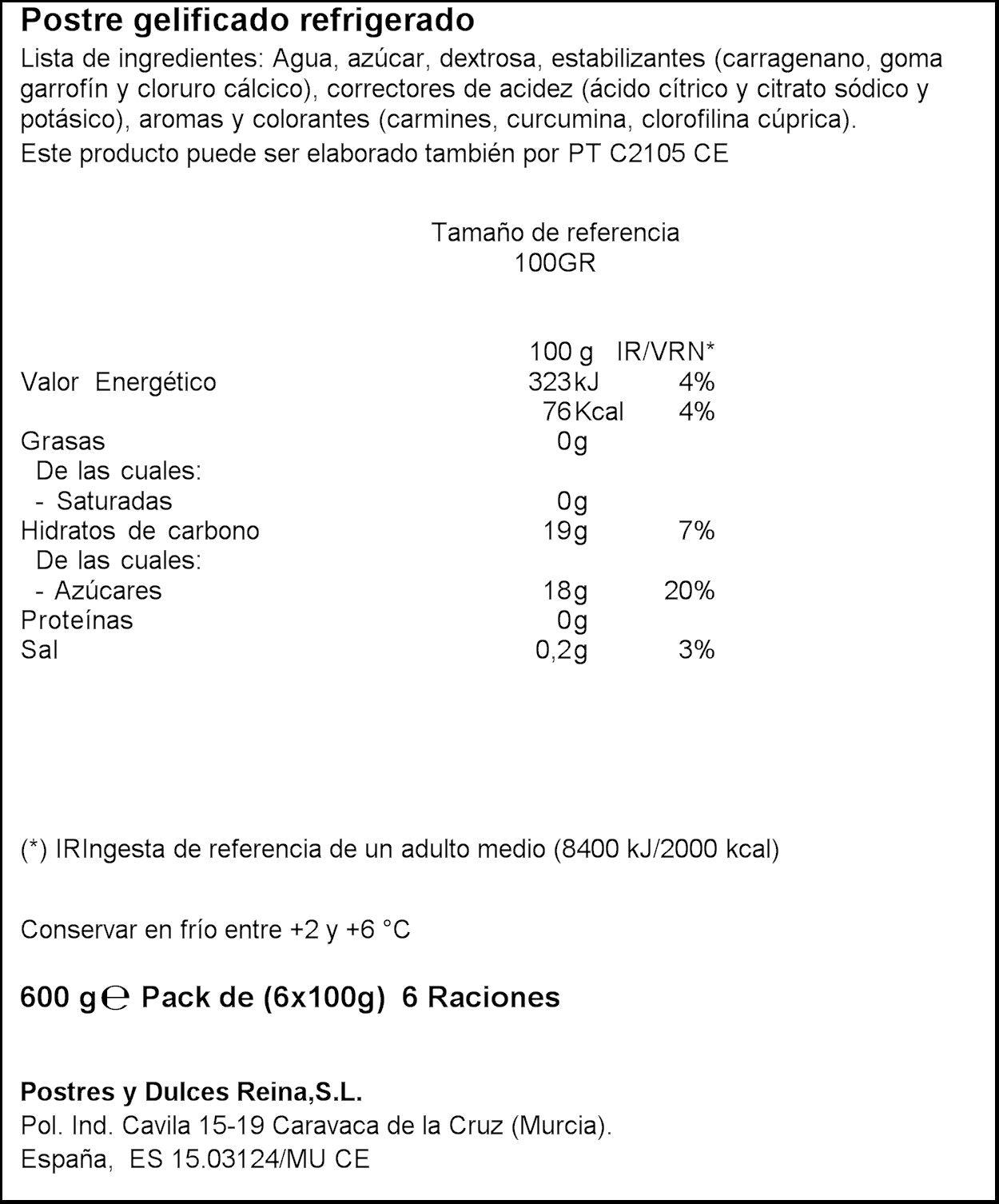 Gelatina geli sweet 3 sabores Reina p6 100g/u