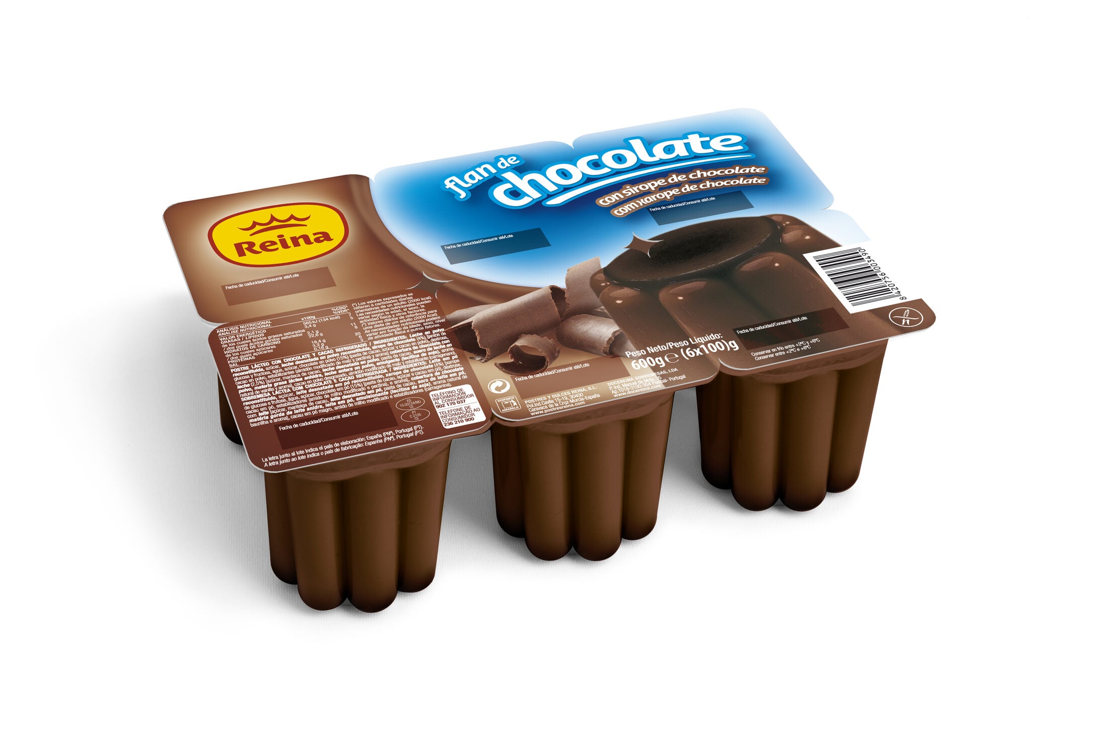 Flan choclate c/sirope Reina p6 100g/u