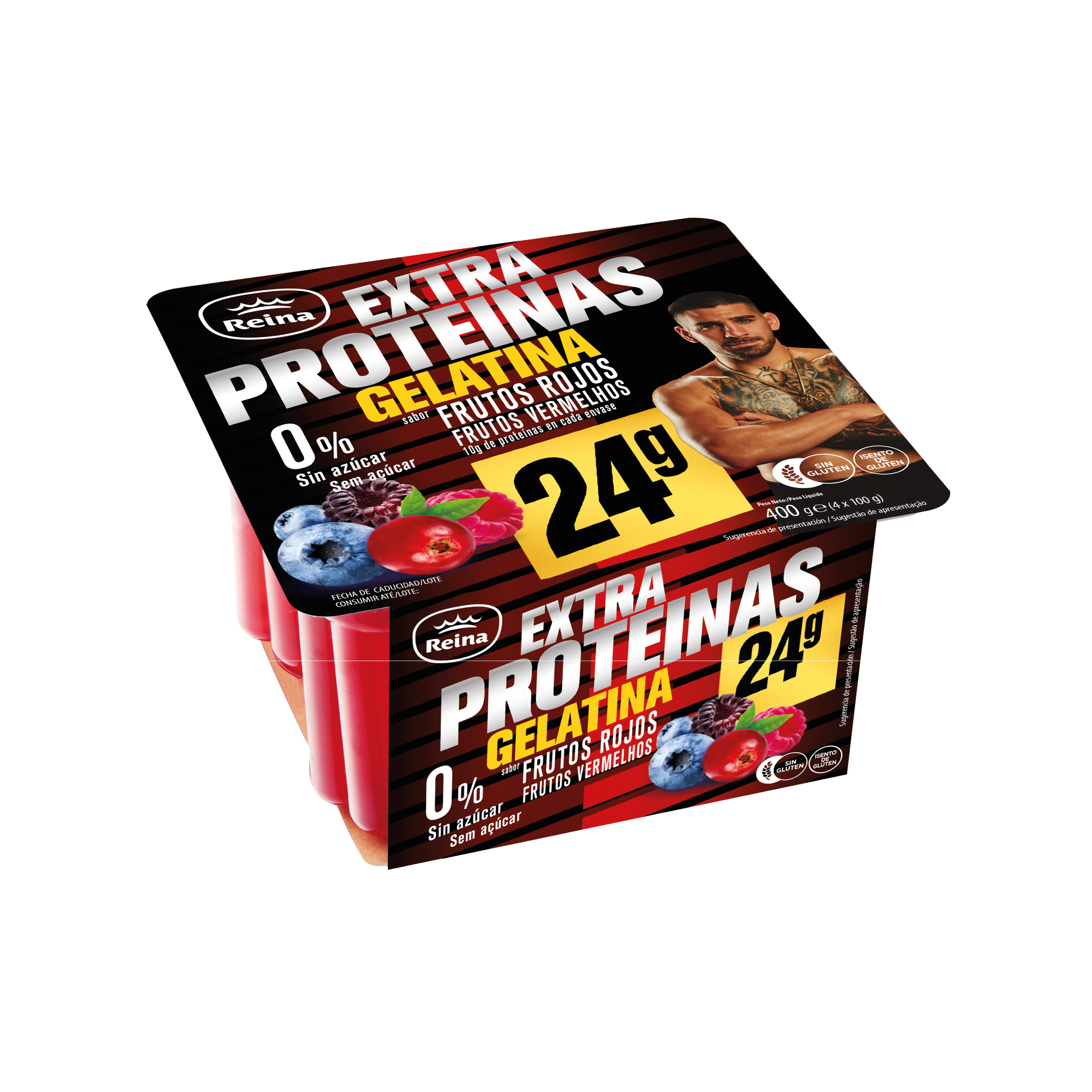 Gelatina frutos rojos proteinas Reina p4 100g/u