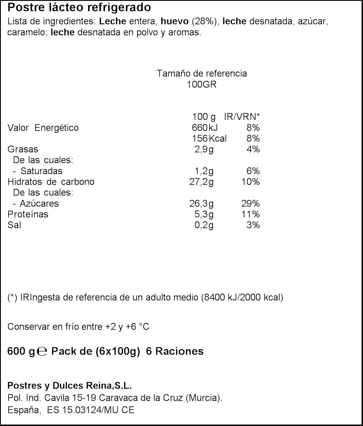 Flan huevo  Reina p6 100g/u