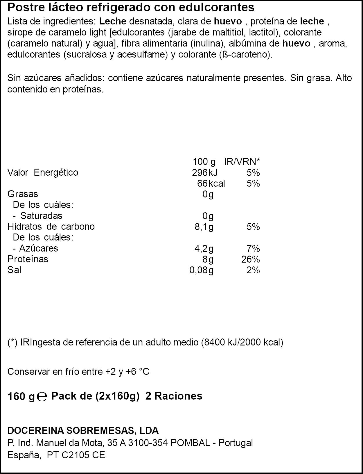 Flan proteinas Reina p2 160g/u