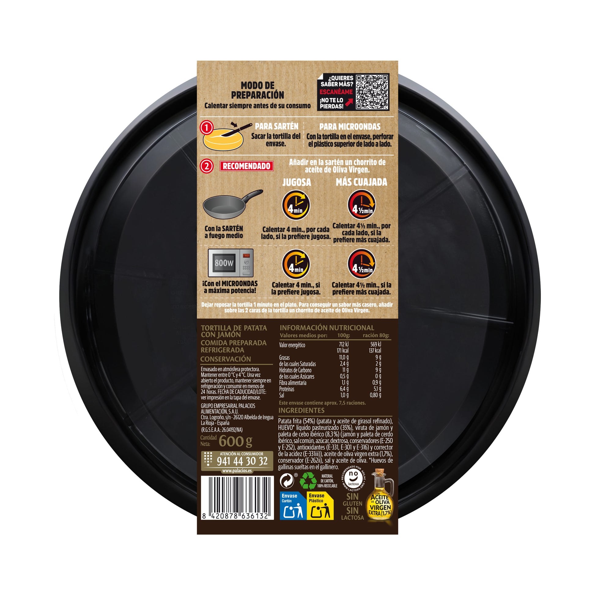 Tortilla casera iberica Palacios 600g