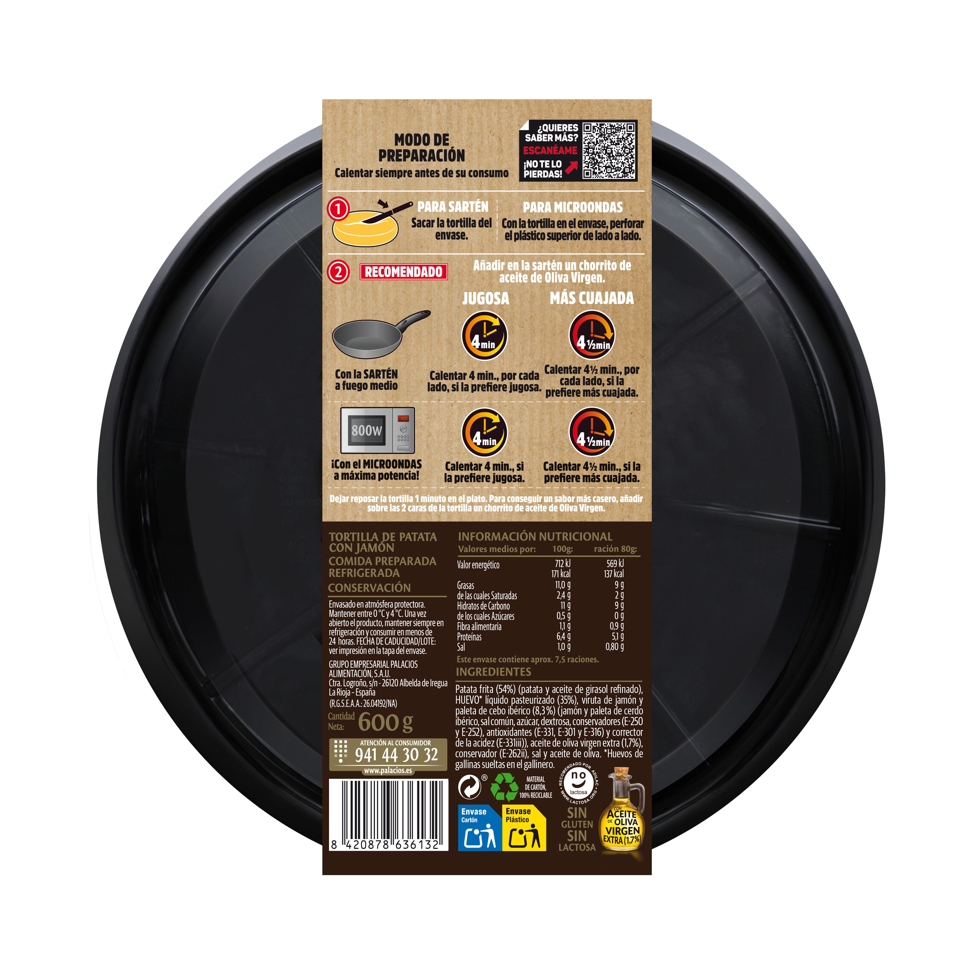 Tortilla casera iberica Palacios 600g