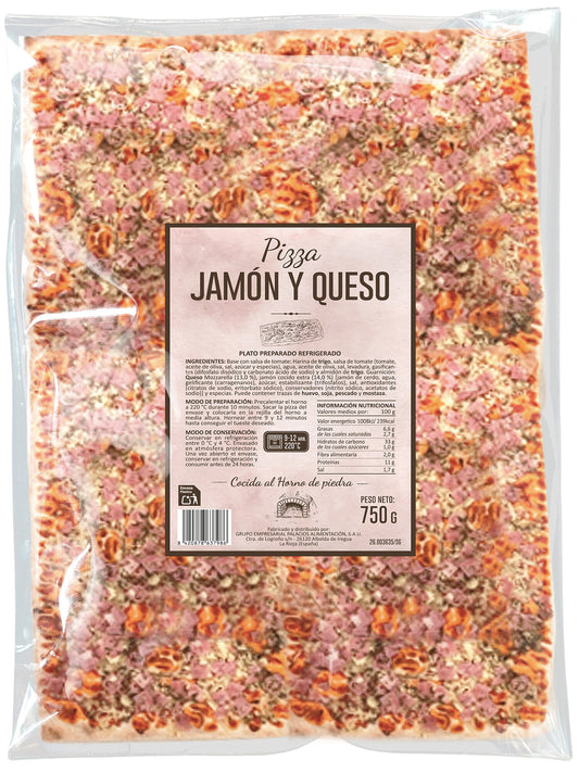 Pizza rectangular jamon y queso Palacios 750g La Despensa