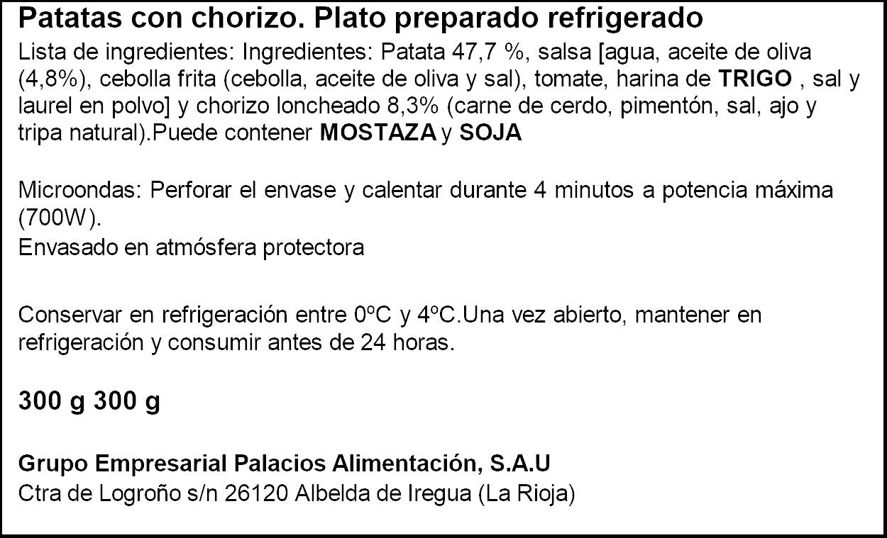 Patatas c/ chorizo Palacios 300g