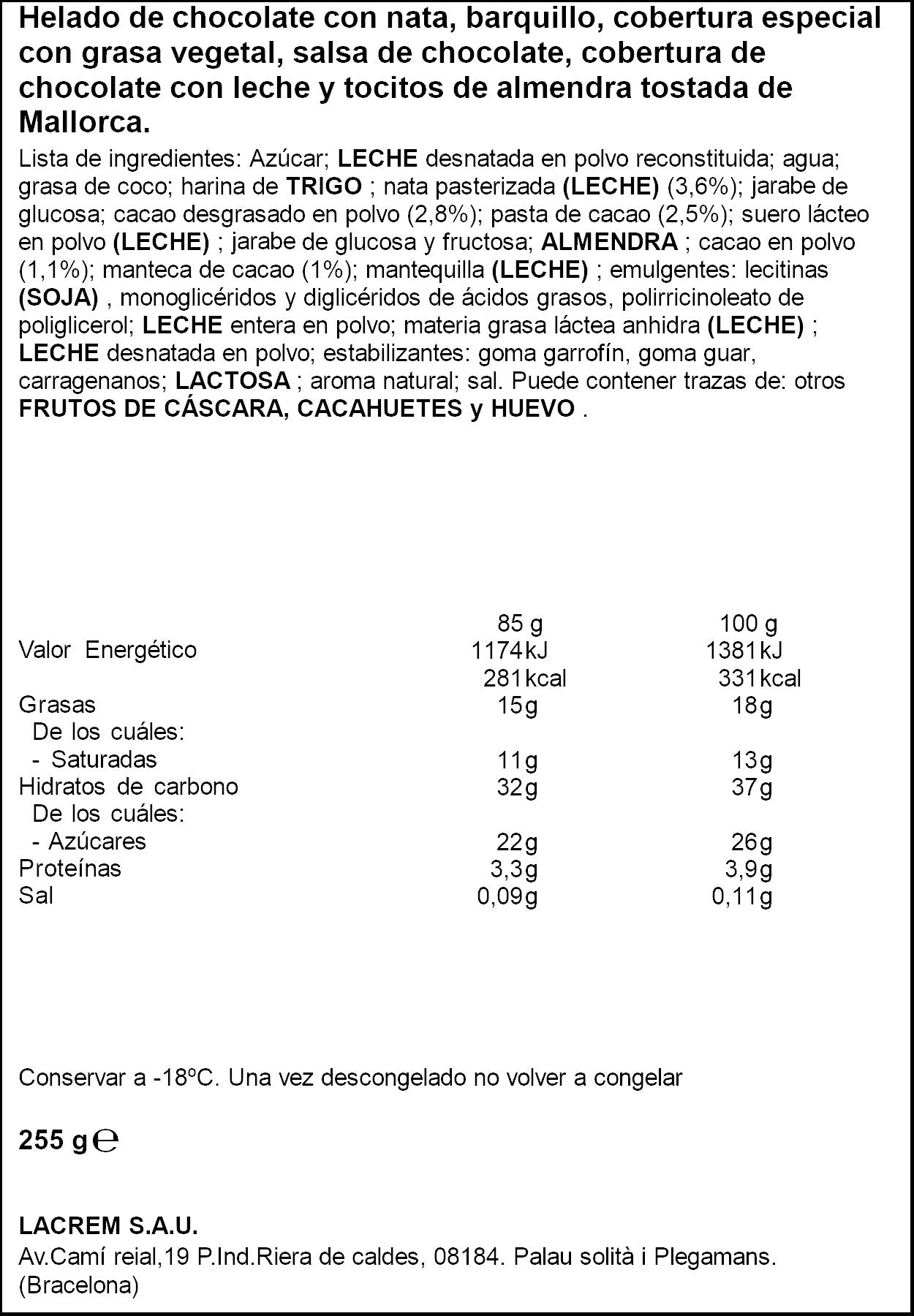 Cono alma de chocolate La menorquina p3x130ml