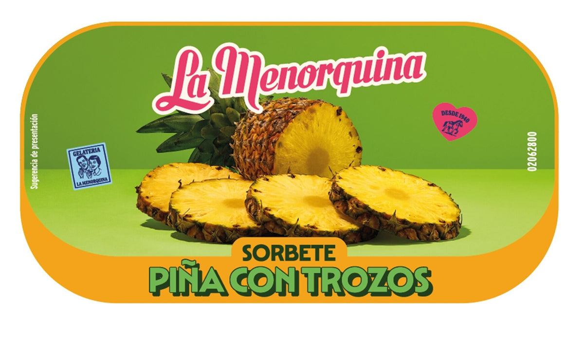Tarrina sorbete de piña con trozos La menorquina 1l