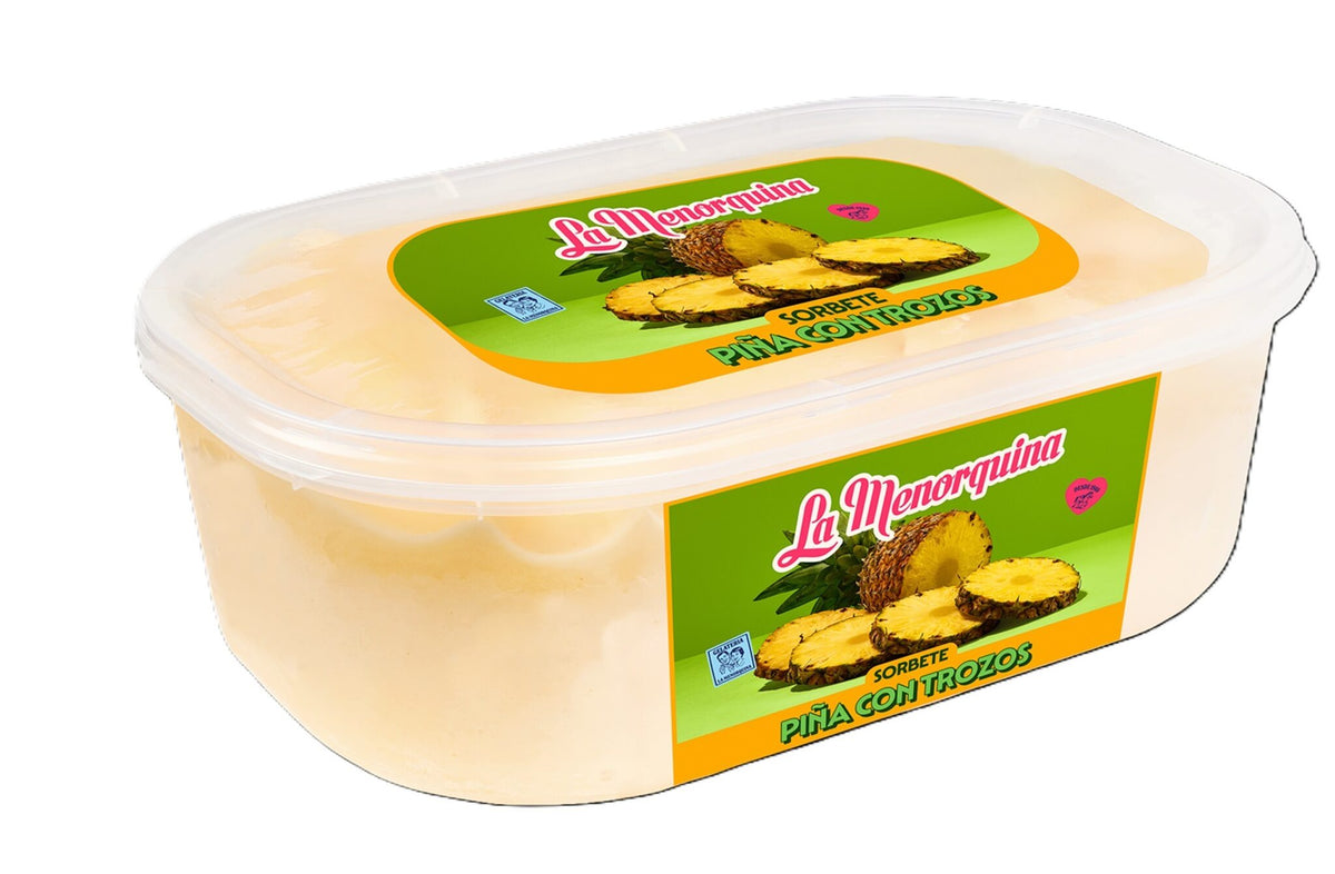 Tarrina sorbete de piña con trozos La menorquina 1l