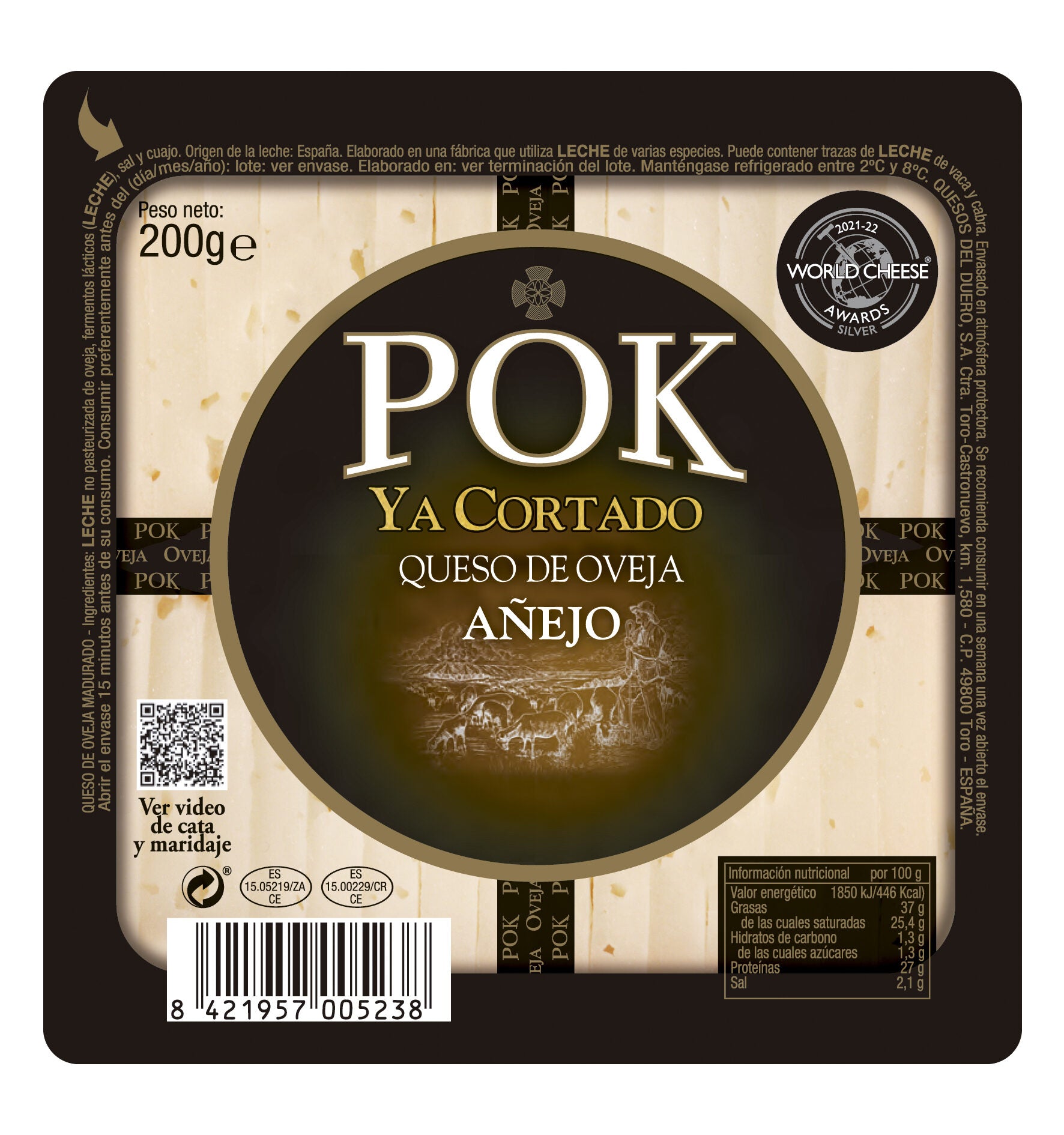 Queso añejo oveja cortado cuña Pok 200g