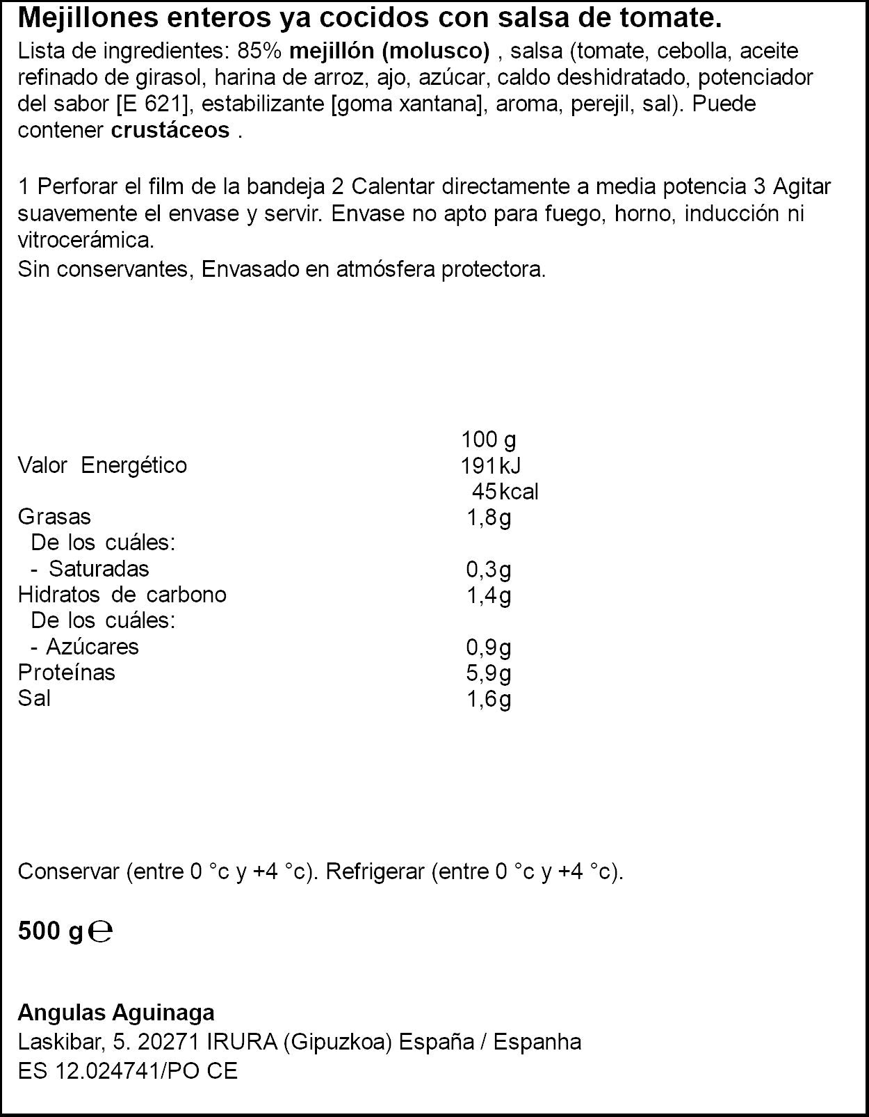 MEJILLÓN  TOMATE LINAMAR 500G