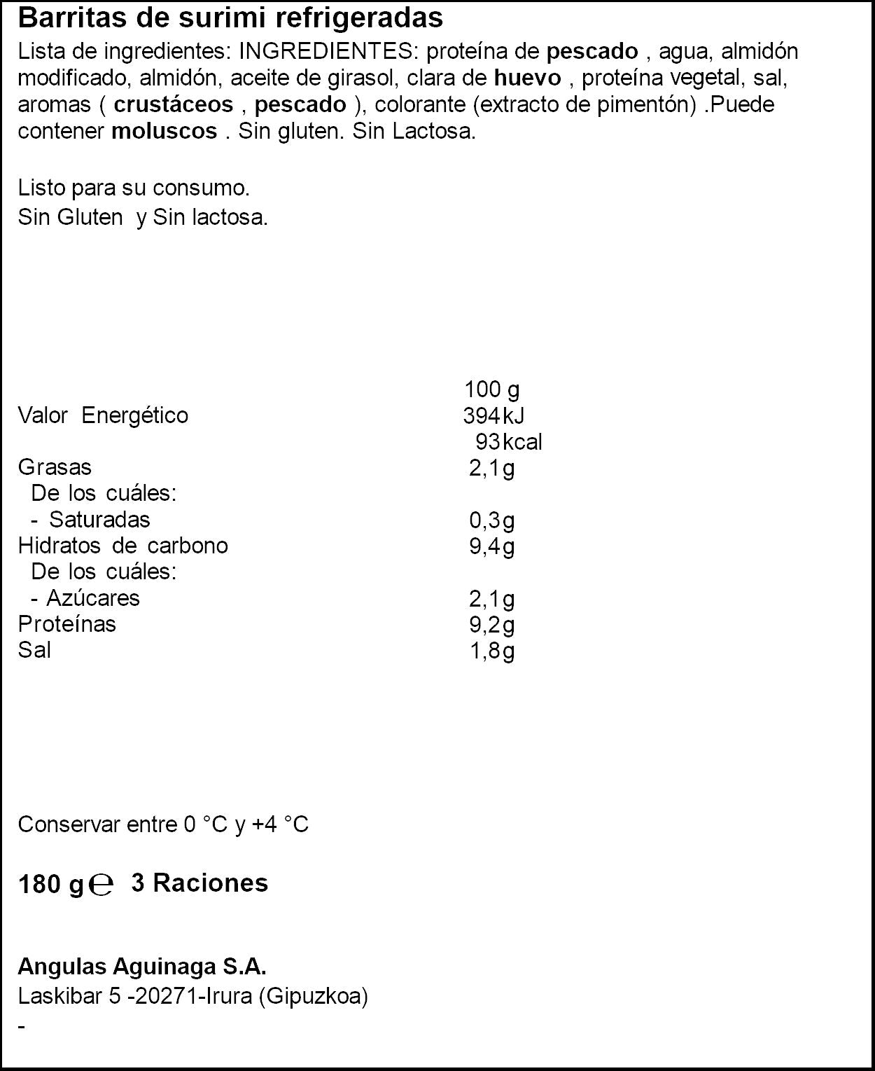 Barritas surimi Krissia p12 180g