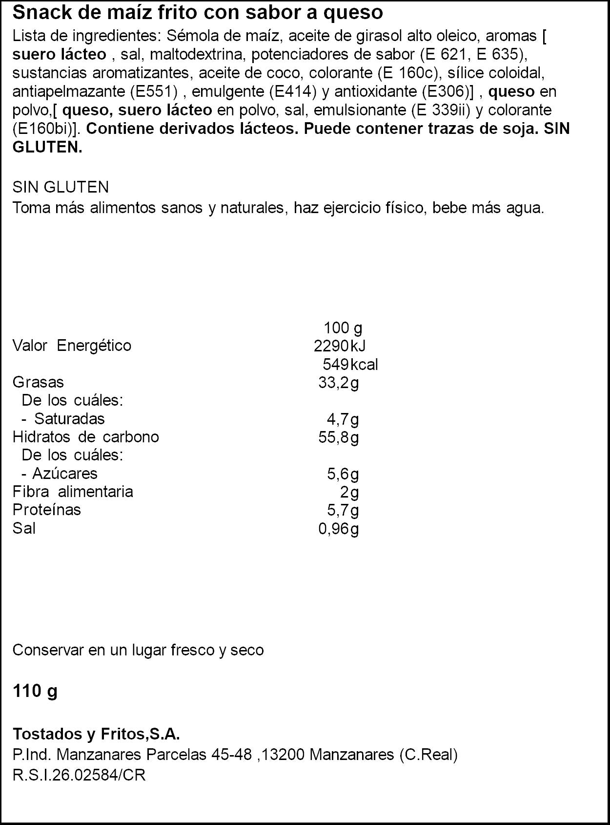 Snacks torcis Tosfrit 110g