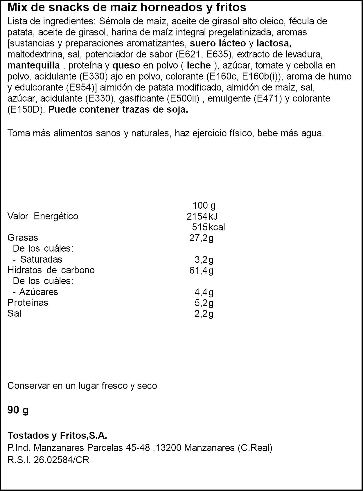 Snack picoteo Tosfrit 90g