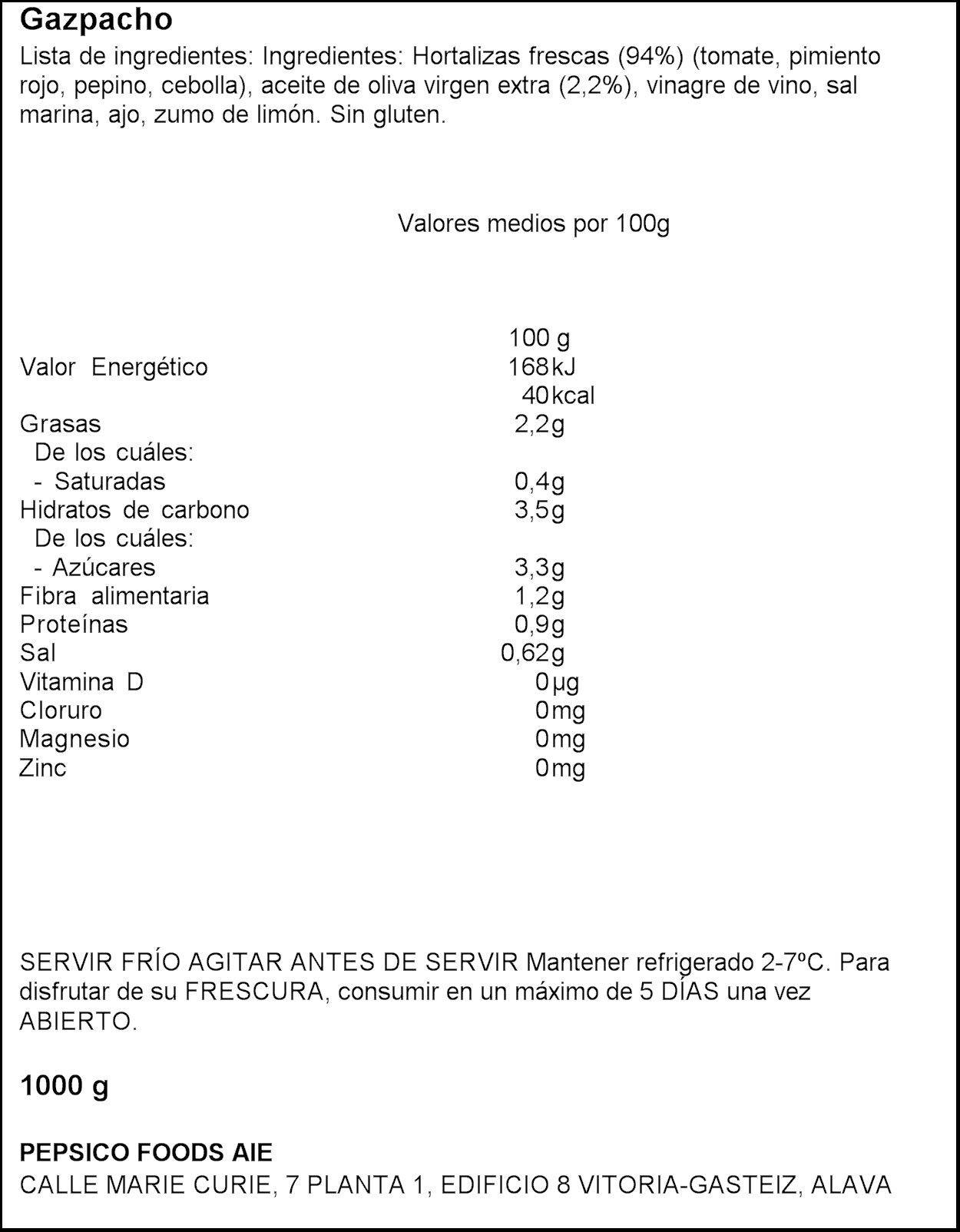 Gazpacho original c/aceite oliva Alvalle 1l