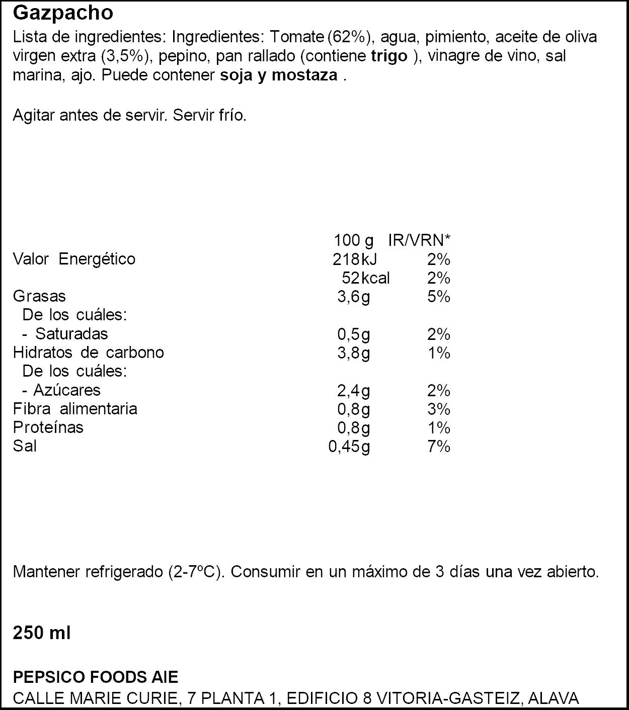 Gazpacho receta temporada pet Alvalle 250ml