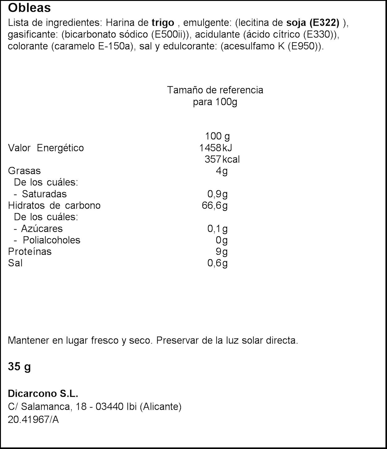 Obleas helado Dicar 35g