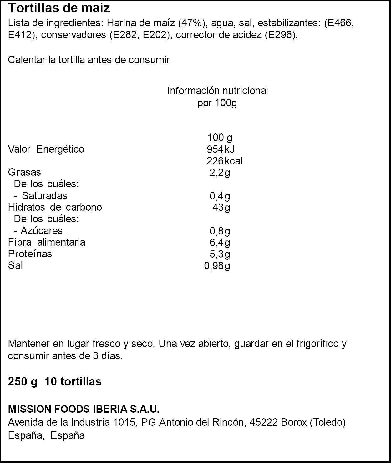 Tortillas de maiz tacos Mexifoods 250g