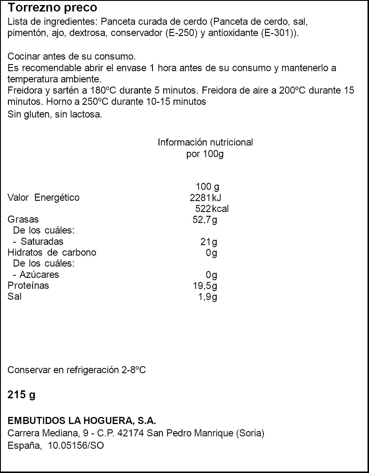Torreznos de soria La hoguera 215g