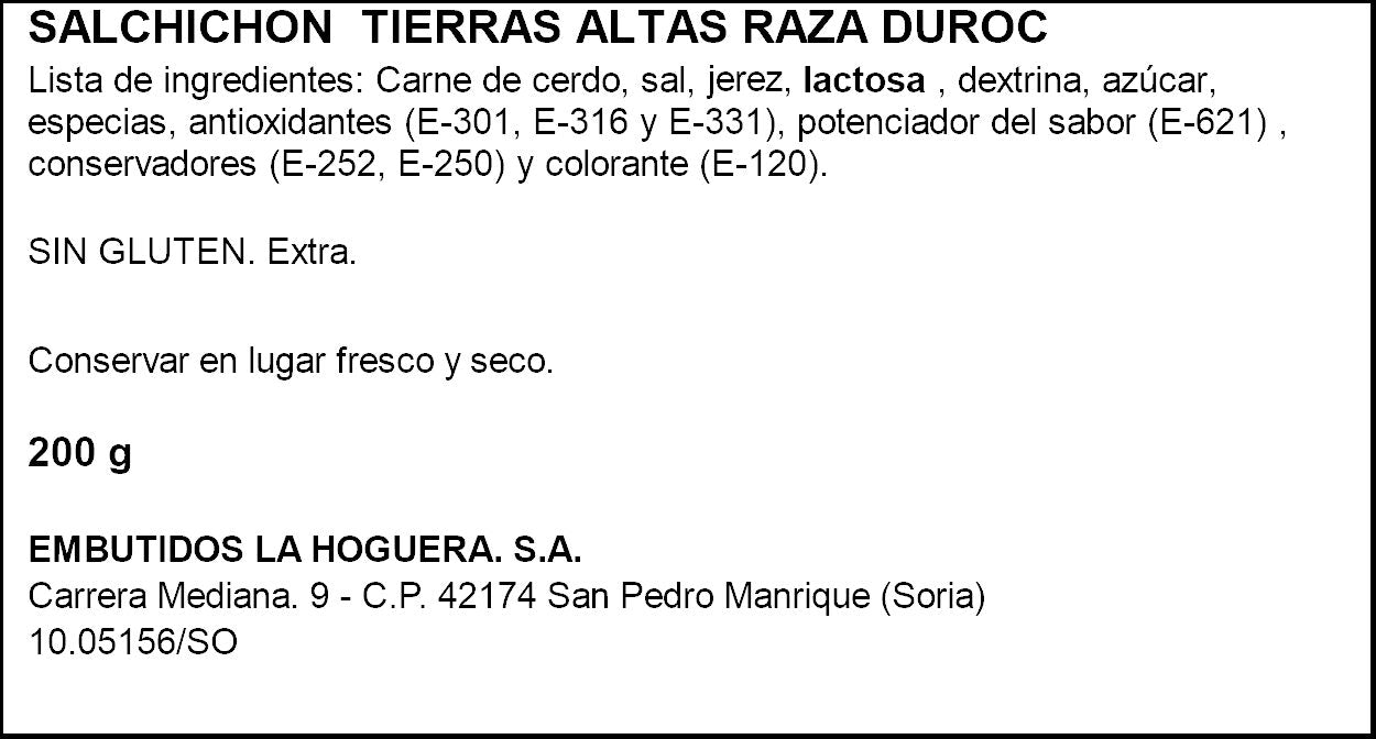 Salchichon extra duroc vela La hoguera 200g