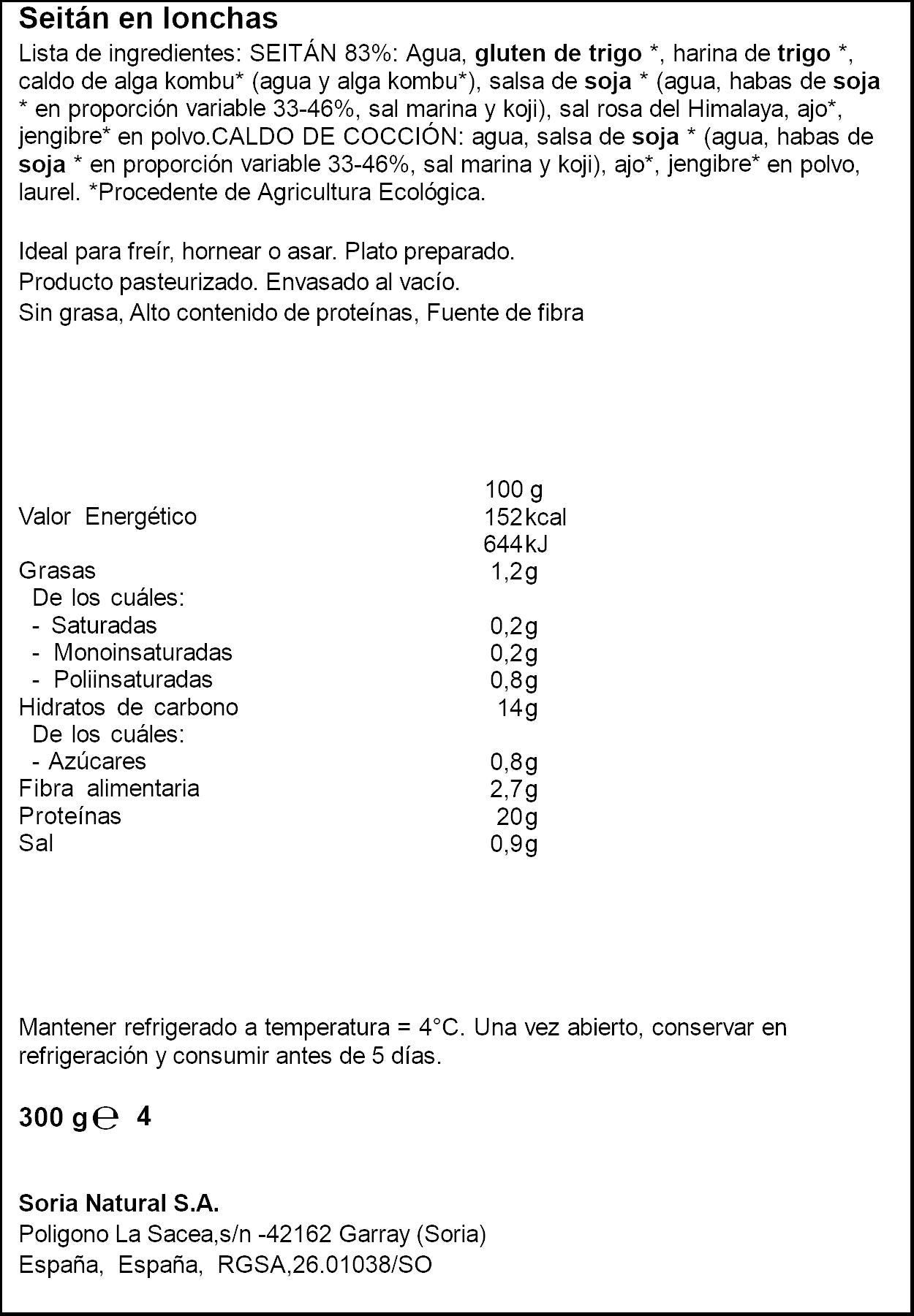 Seitan laminado Soria natural 250g