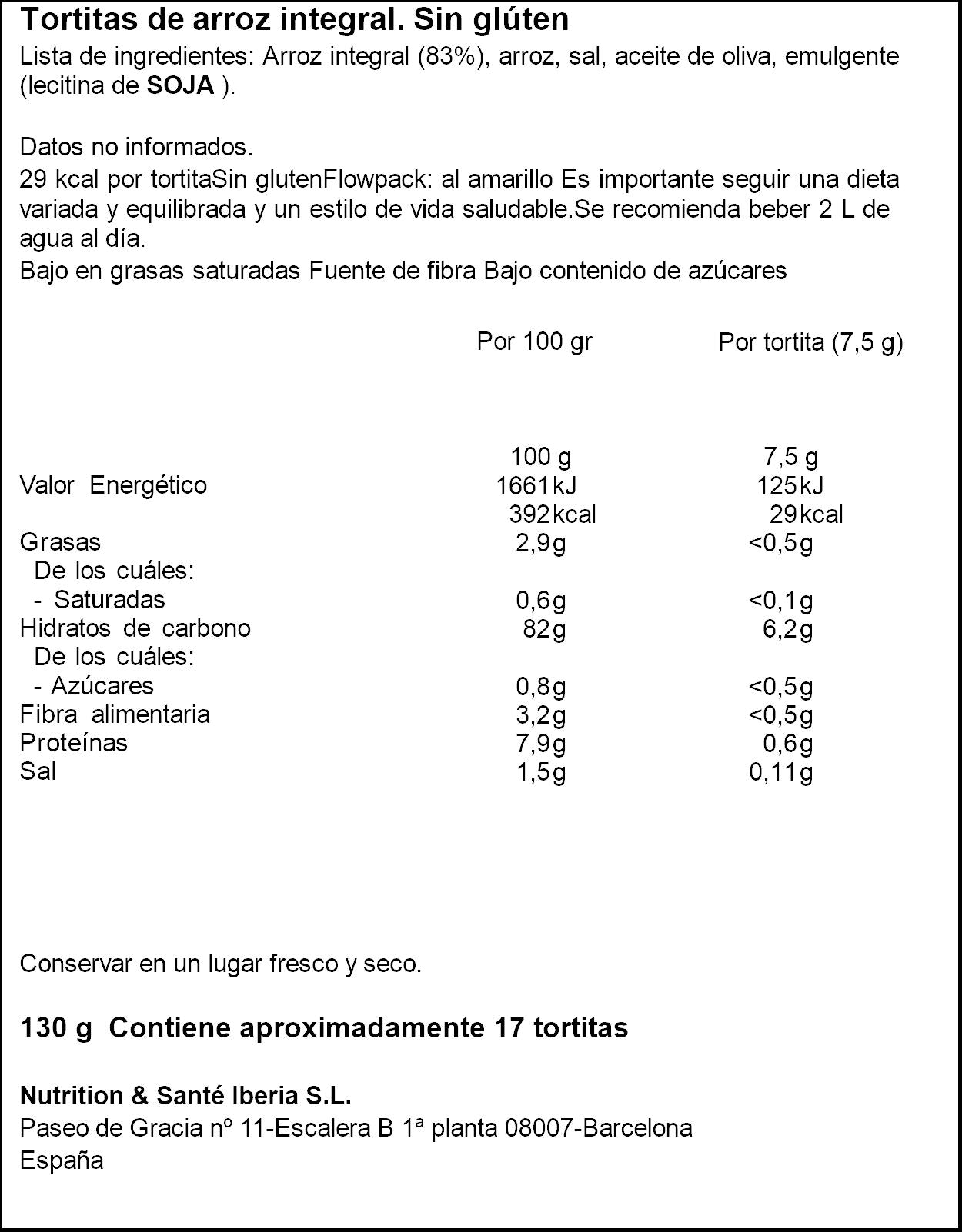 Tortita de arroz integral Bicentury 130g