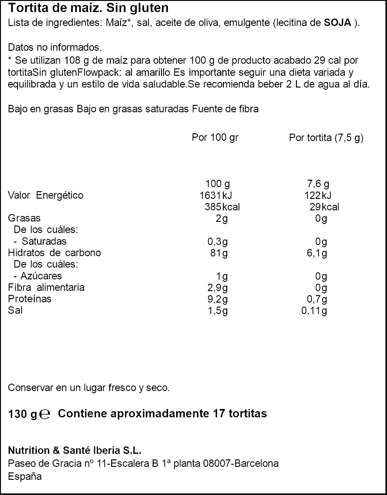 Tortita de maiz  Bicentury 130g
