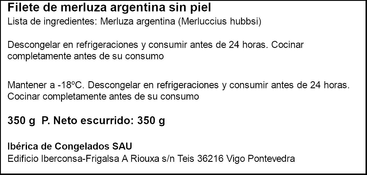 Filete merluza sin piel Nos 350g
