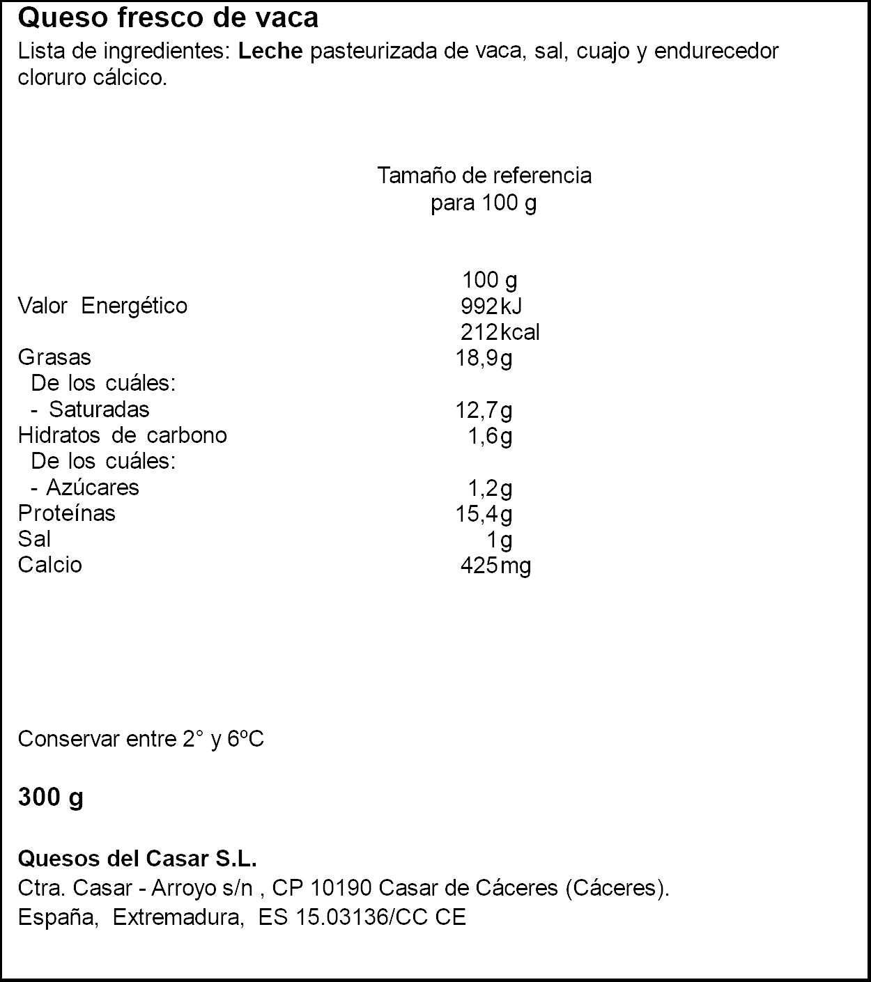 Queso fresco de vaca El abuelo 300g