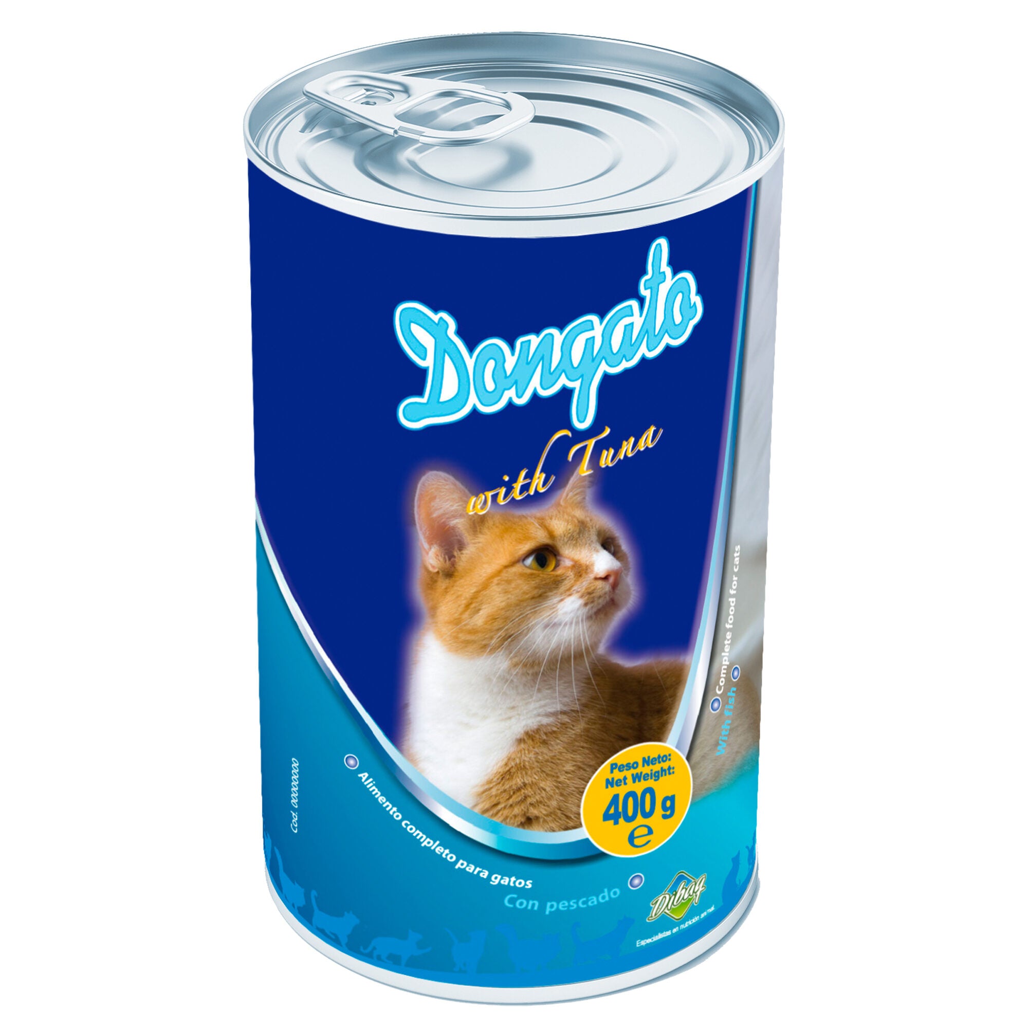Comida húmeda gato paté con atún  lata Dongato 400g