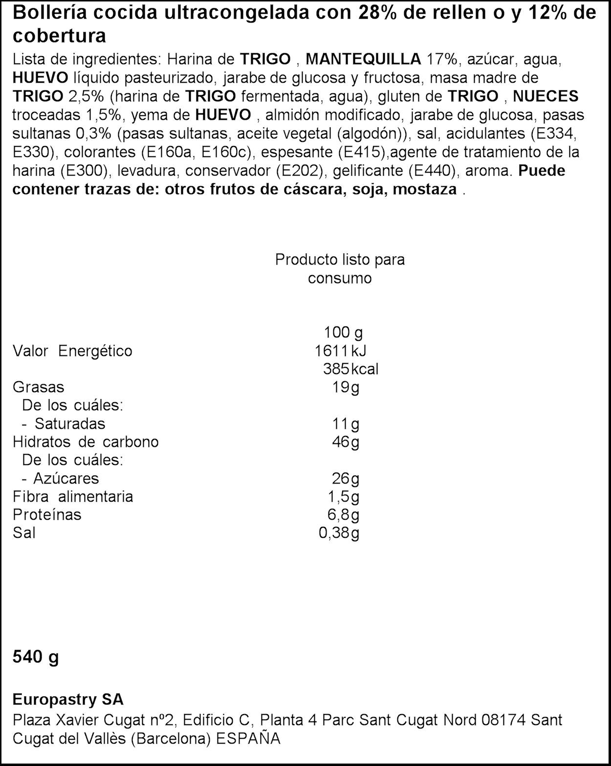Trenza pasas y nueces lykke 540g