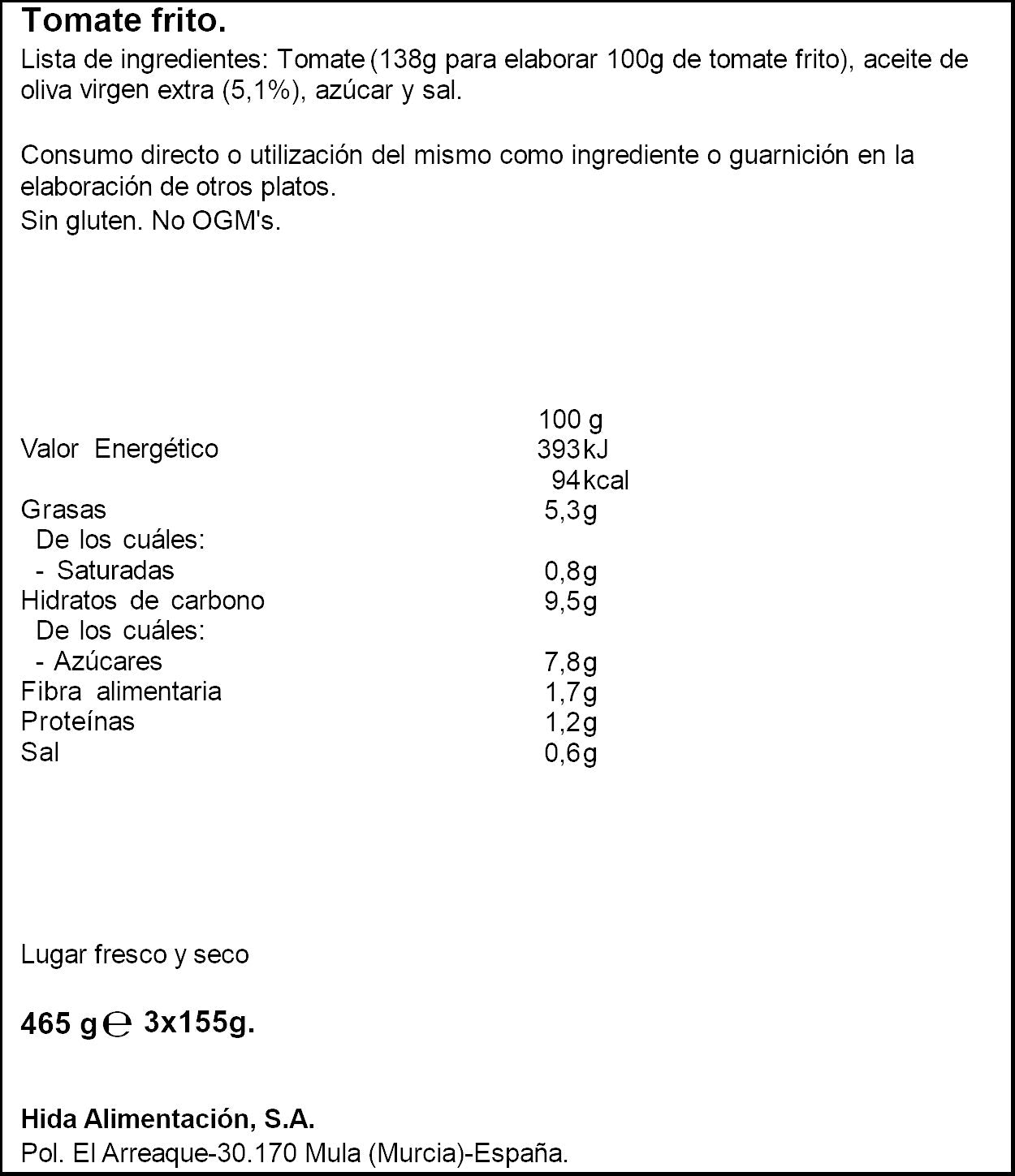 Tomate frito lata Hida p3 155g/u